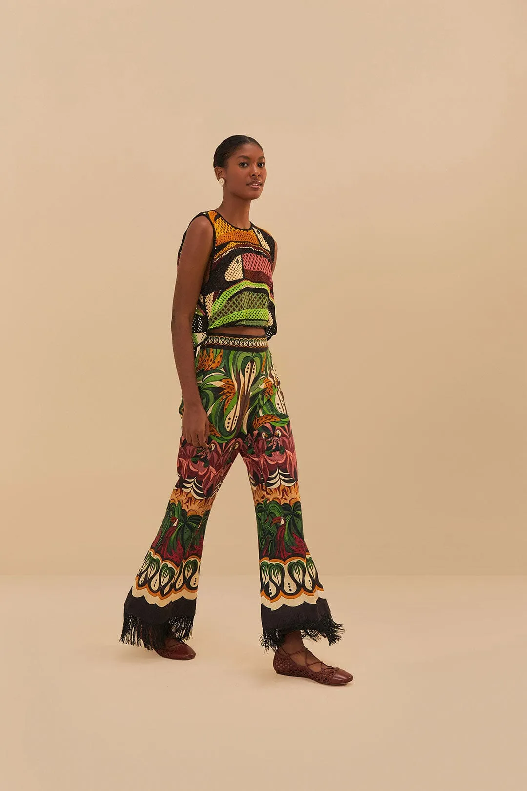 Flexible Knee Panels Green Coconut Tree Flow LENZING? ECOVERO? Euroflax? Pants