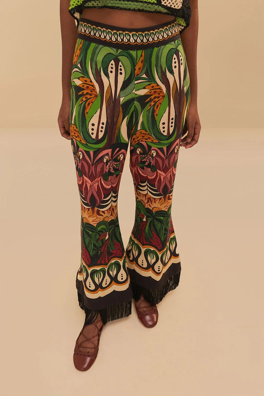 Green Coconut Tree Flow LENZING? ECOVERO? Euroflax? Pants Flatlock Seams