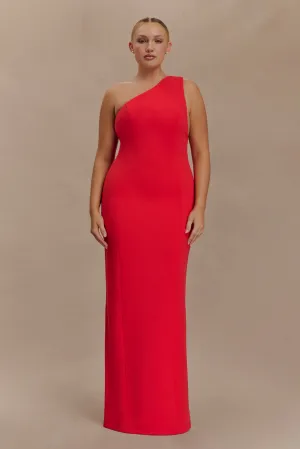 Milena One Shoulder Crepe Maxi Dress - Red AntiPillTreatment Gradient Shade