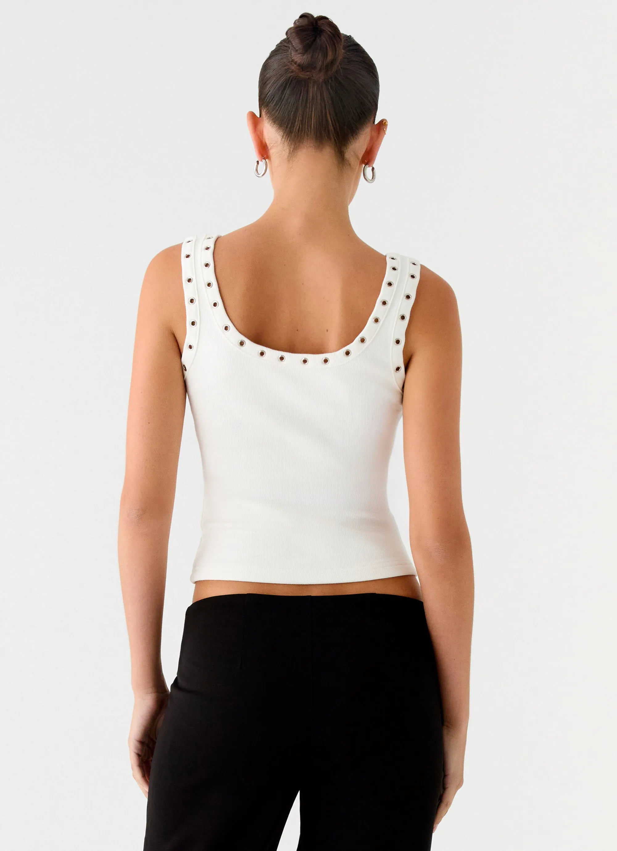 Durable Blend All Fit Look Miliani Eyelet Top - White