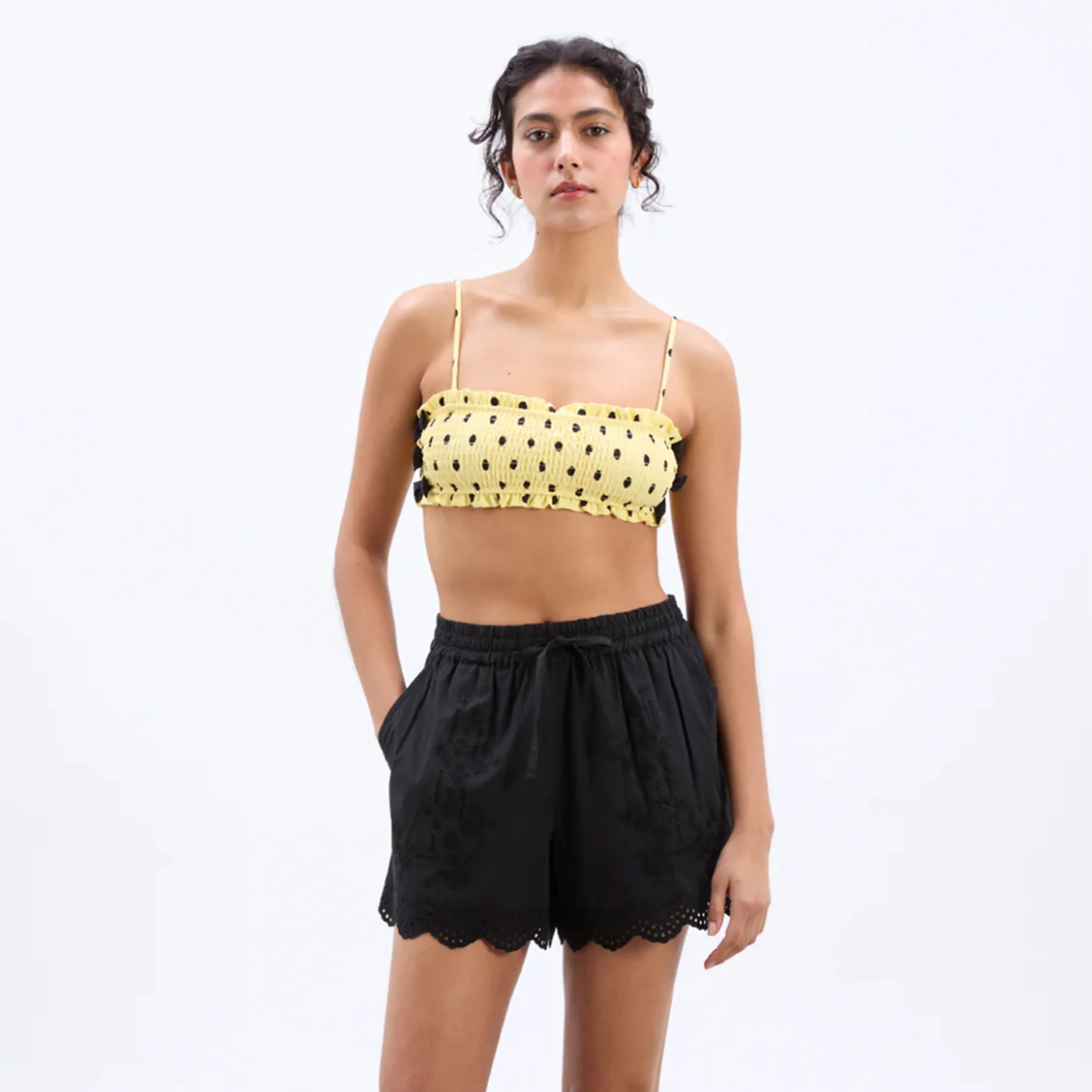 Damson Madder Blondey Shorts Black Embroidery Ergonomic Pattern Cutting