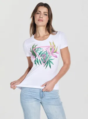 insulated Non Toxic Printing Eco White Leaf Triangle Logo T-Shirt