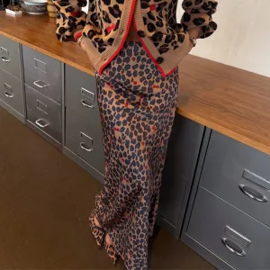 Hypoallergenic fabric Double Layer Cherry Leopard Dorris Skirt