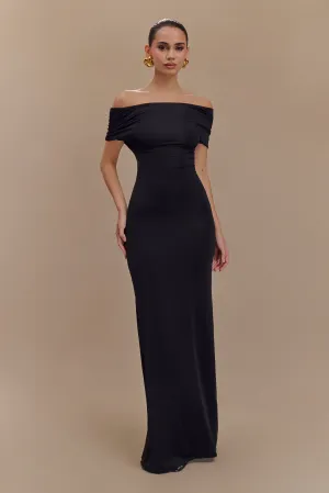 Trend Detail Trendy pick Imogen Off Shoulder Slinky Maxi Dress - Black