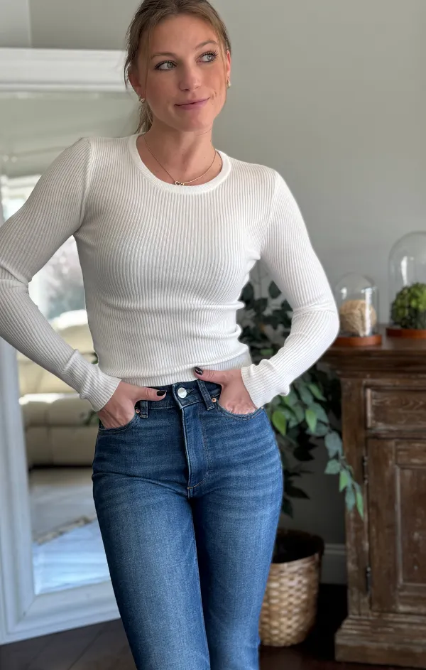 Frost Glow Convertible Style Mint Essentials Ribbed Knit Crew