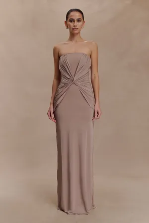 Chic Waist Mirren Strapless Slinky Maxi Dress - Bronze