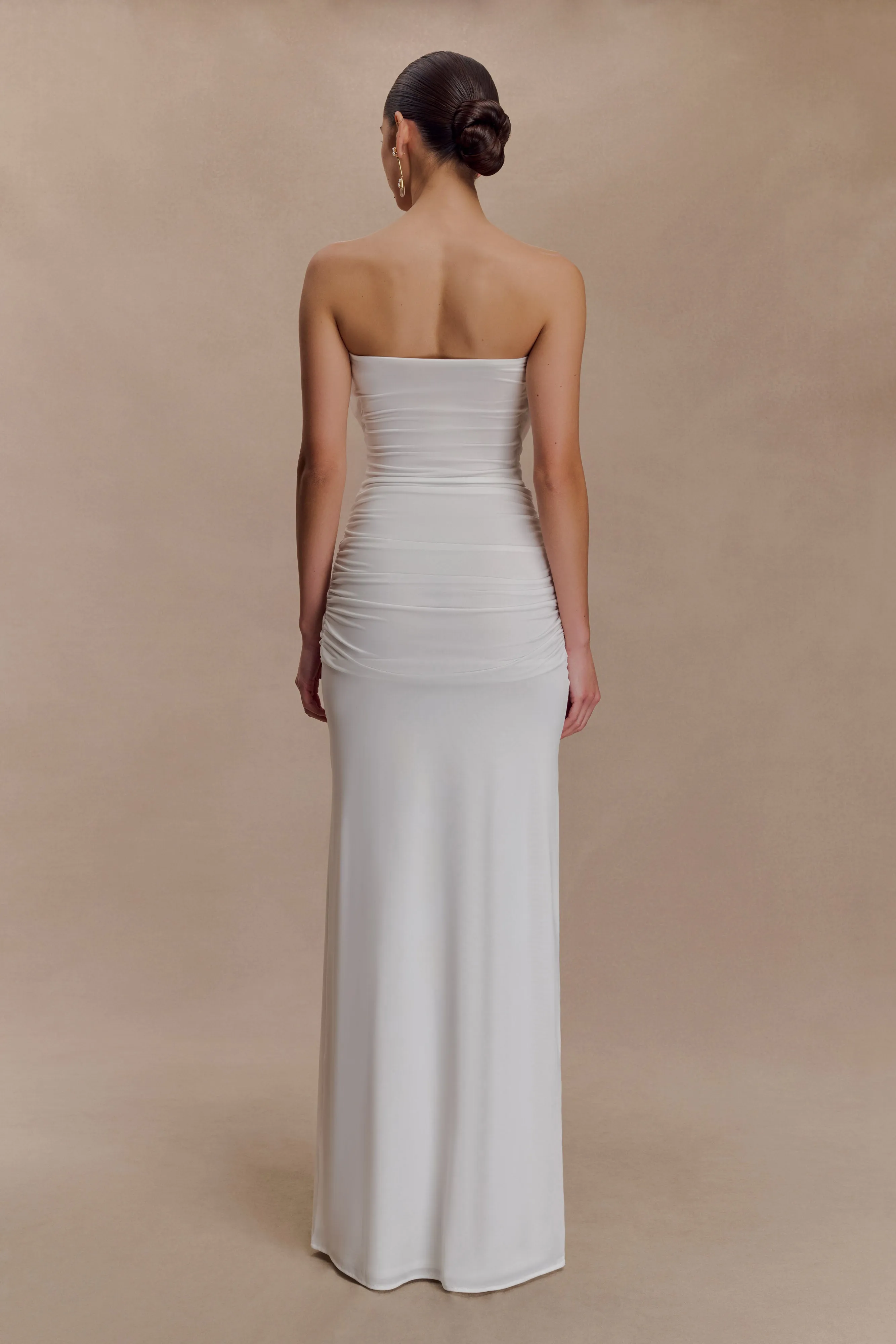 Mirren Strapless Slinky Maxi Dress - White Artistic Edge Sleek Appearance