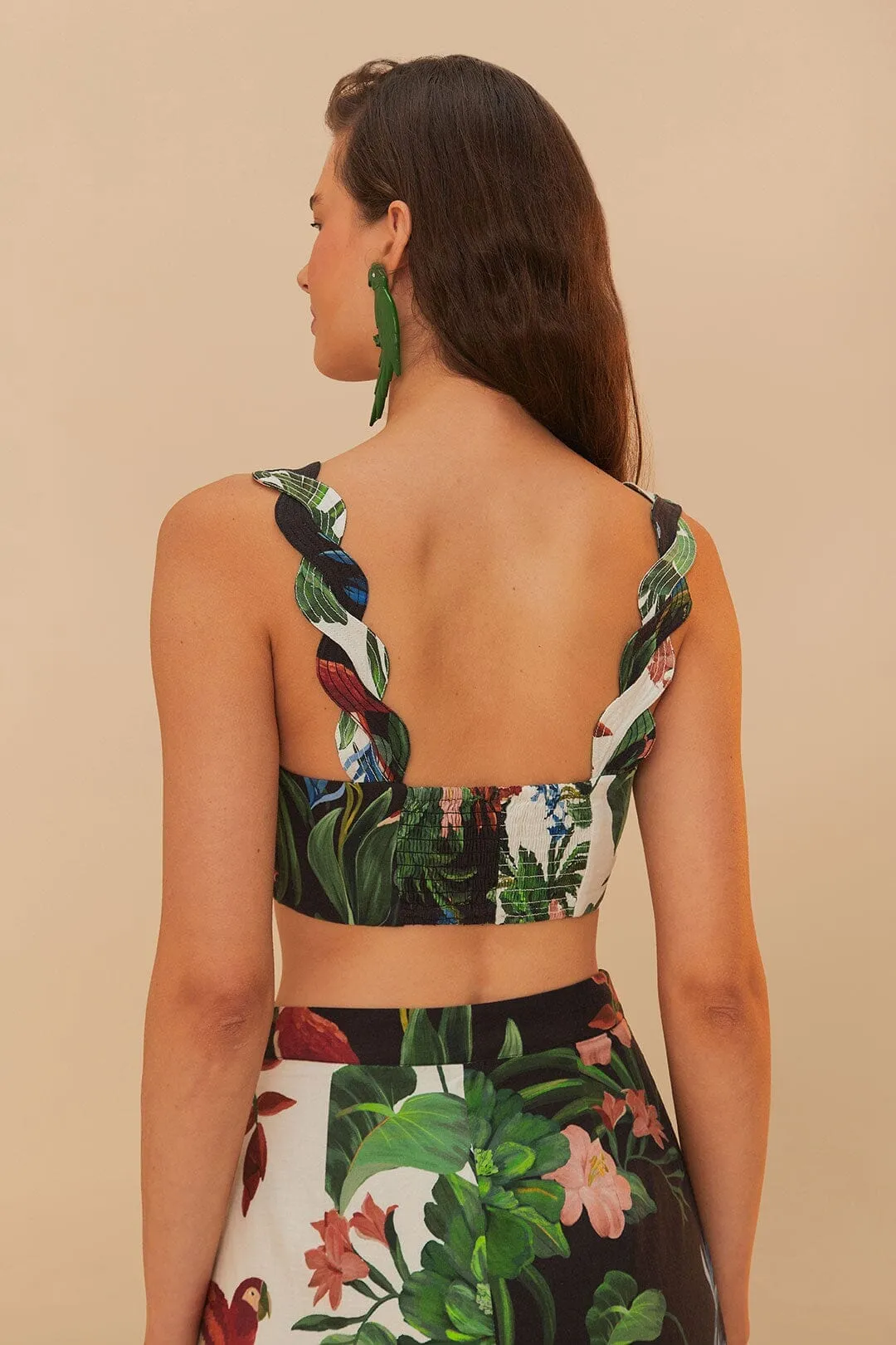 Brave Mode Mixed Midnight Macaw Fiesta Wavy Crop Top