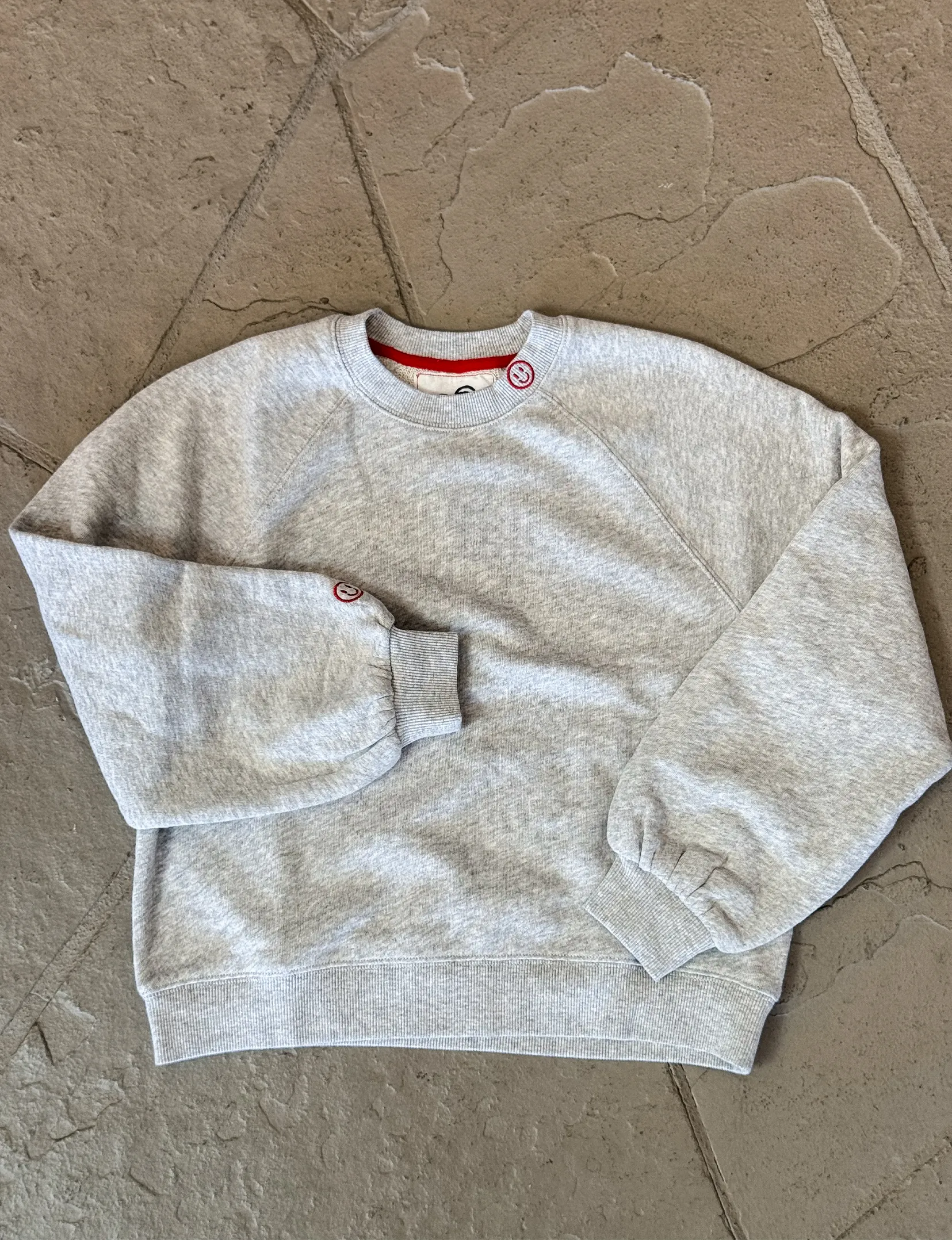 Smiley Face Sweatshirt, Heather Grey product shipping