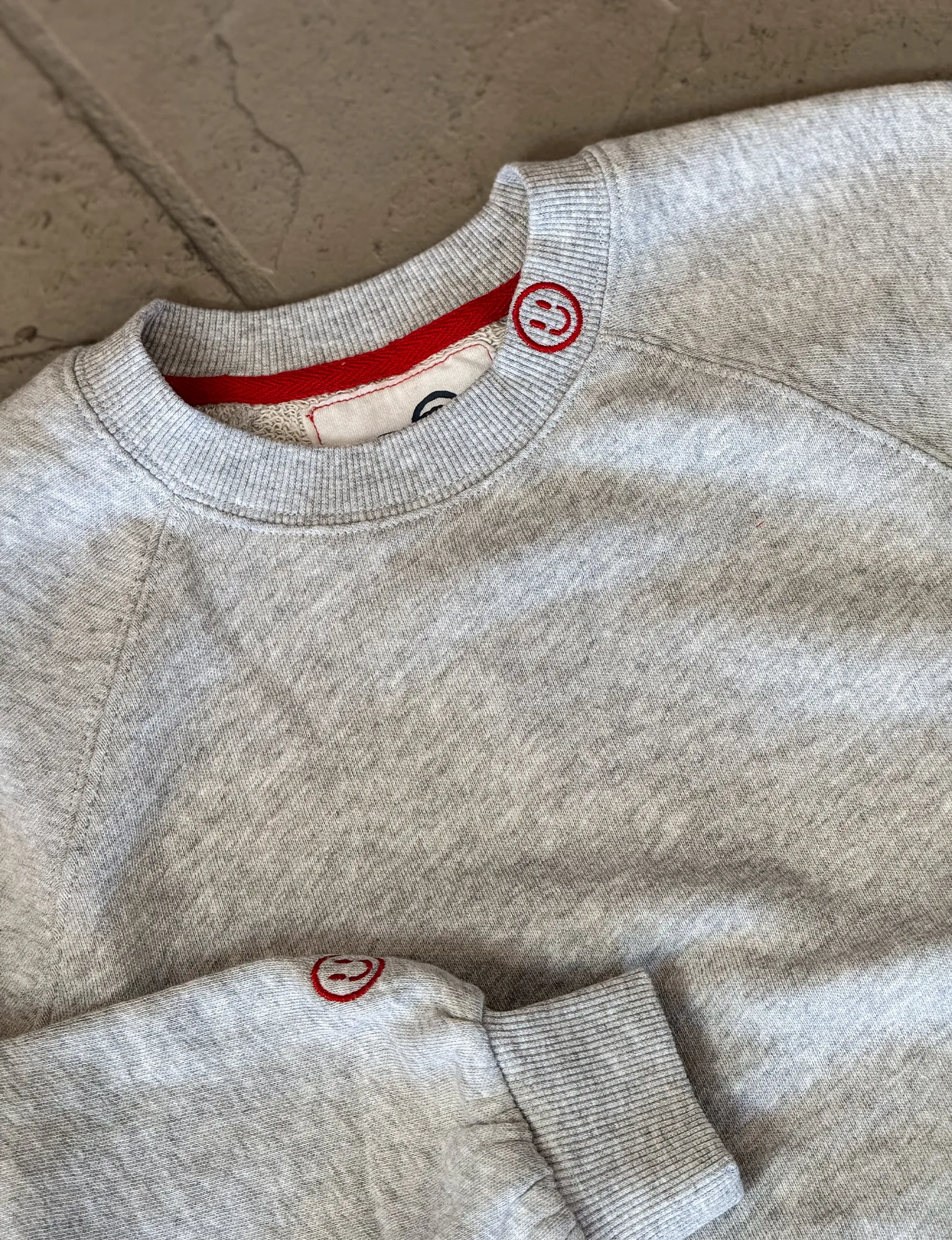 Work Wear Smiley Face Sweatshirt, Heather Grey