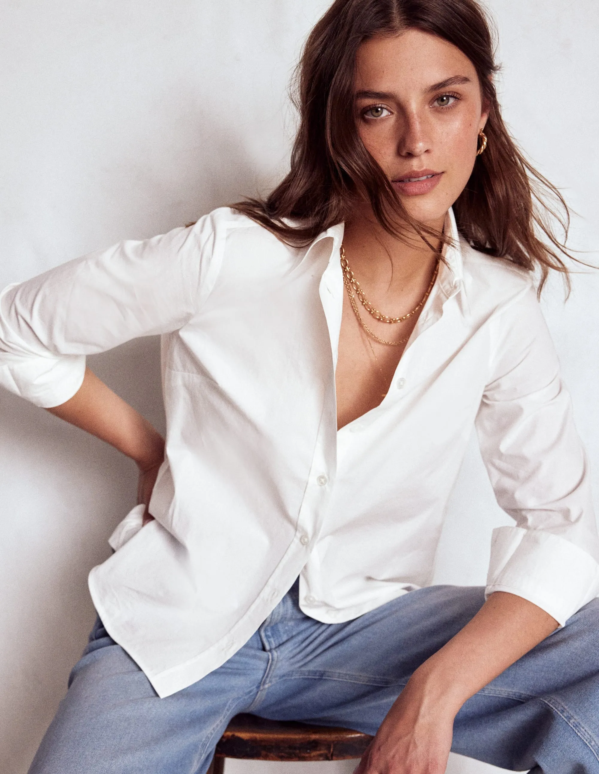 Sleek Comfort Fit Sienna Cotton Shirt-White