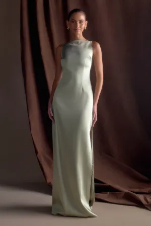 Dress for brunch Violet Sleeveless Satin Maxi Dress - Sage