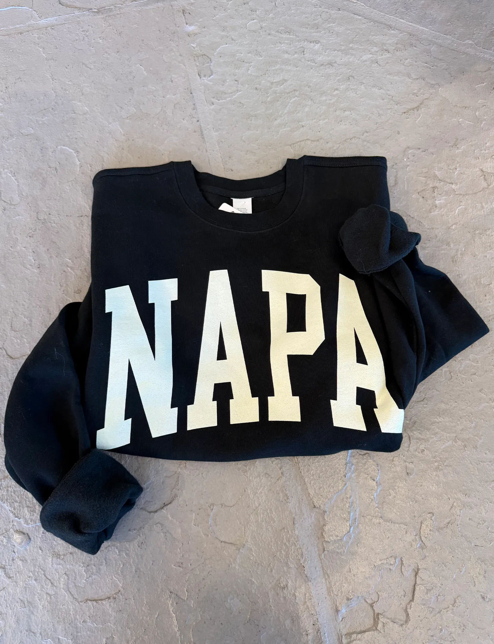 Napa Block Crewneck Sweatshirt, Black/White Camping Comfort Timeless Minimal