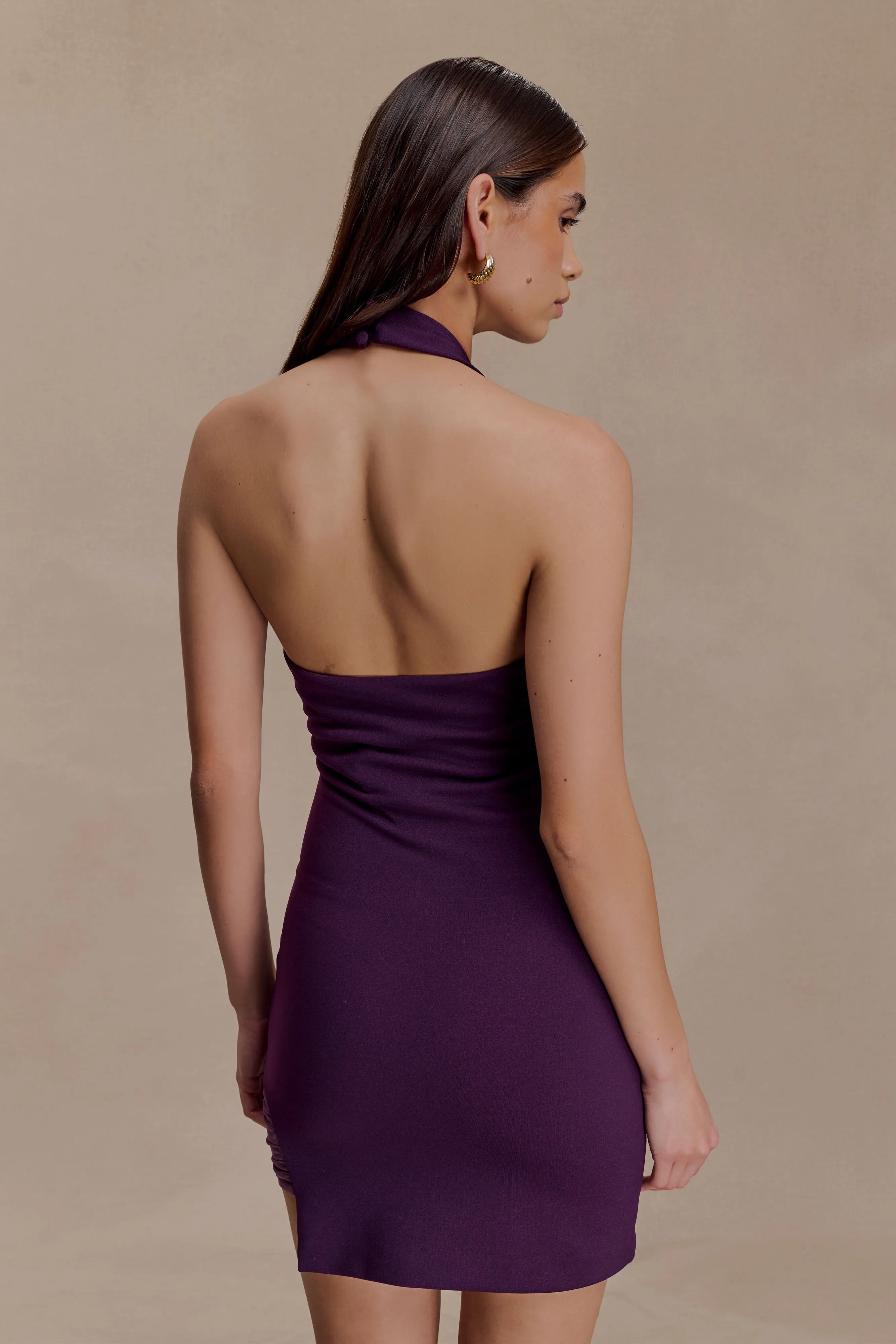 Aubree Crepe And Mesh Mini Dress - Purple Sophisticated Tailoring