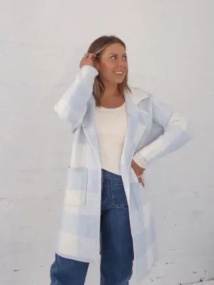 Jimmy Check Cardigan - Blue Ventilation Panel