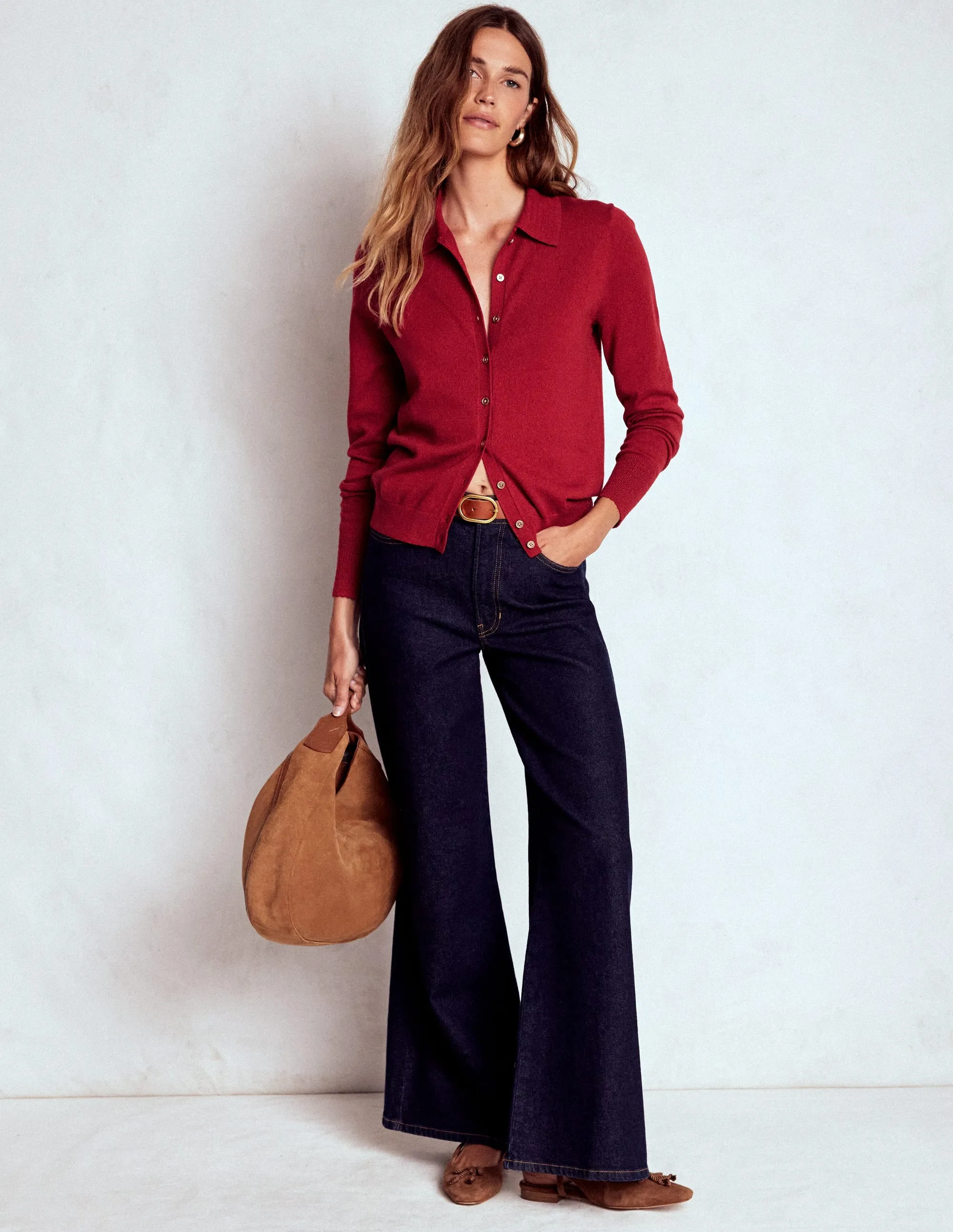 Briony Stitch Cardigan-Crimson Red Recycled Polyester Blend OdorResistant Treatment