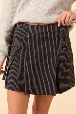 Semi Sheer Monty Black Pleated Mini Skirt