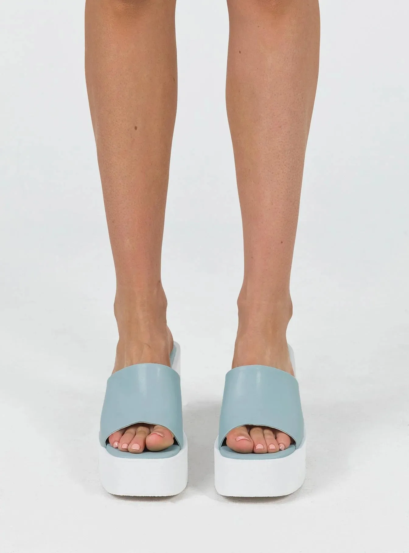 Beaufort Platform Heels White / Blue Fashionable Boots