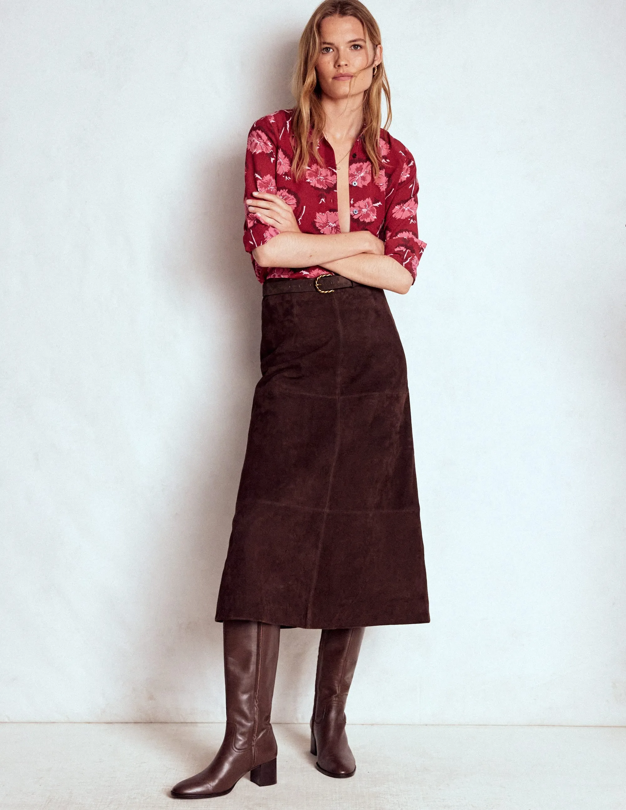 Sienna Silk Shirt-Red, Delicate Carnation Comfortable Design