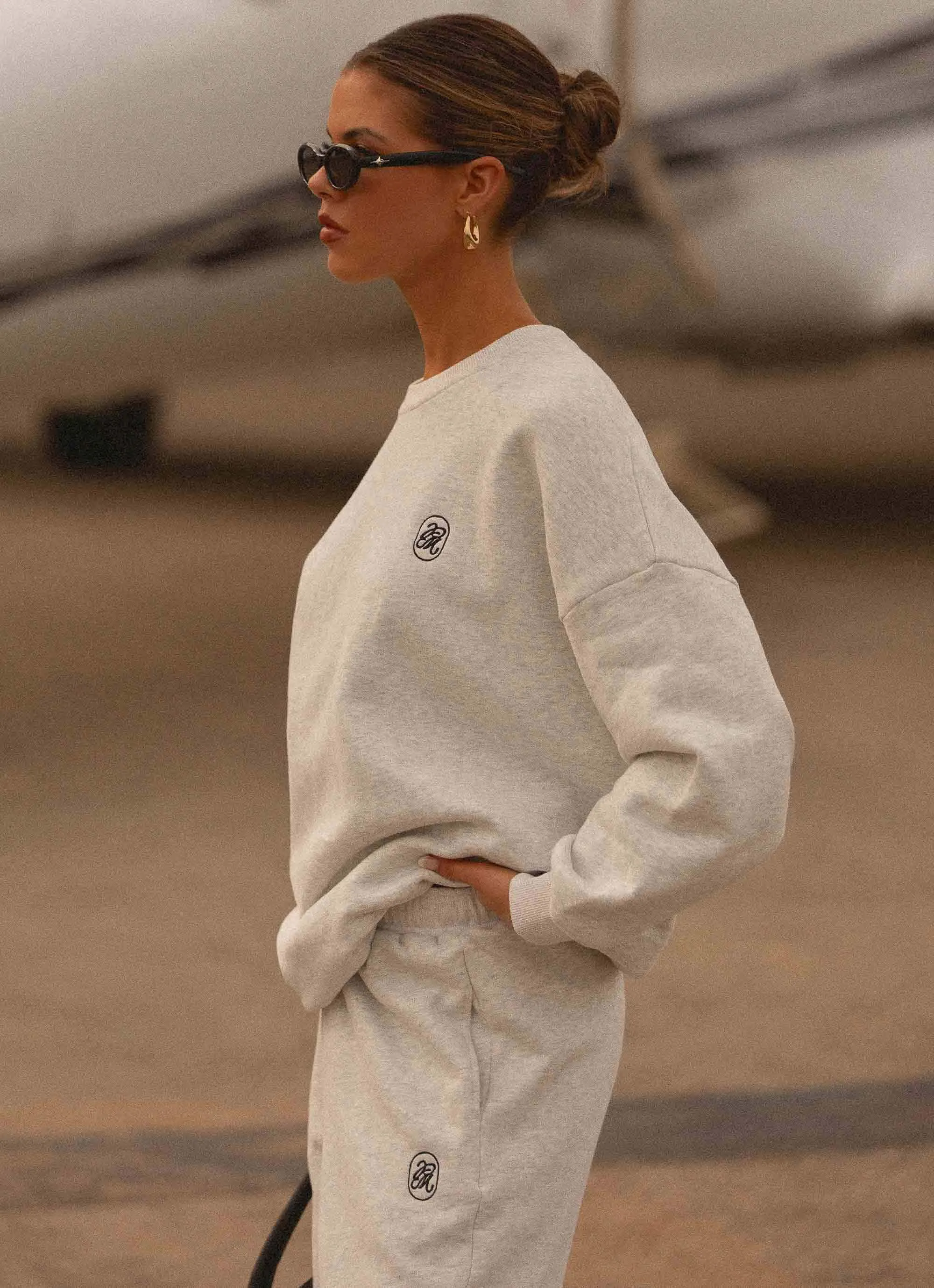 Wrinkle Free Fabric Signature Oversized Sweatshirt - Grey