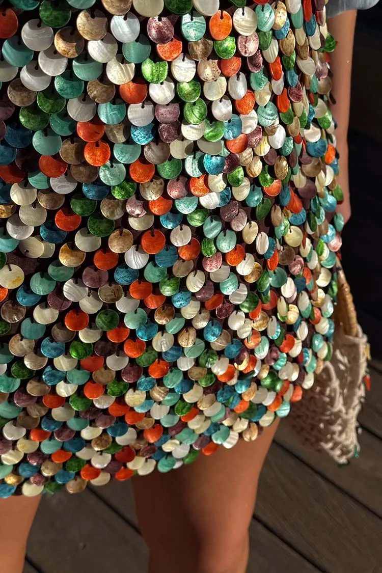 Soft Palette Multi Shell Mini Wrap Skirt