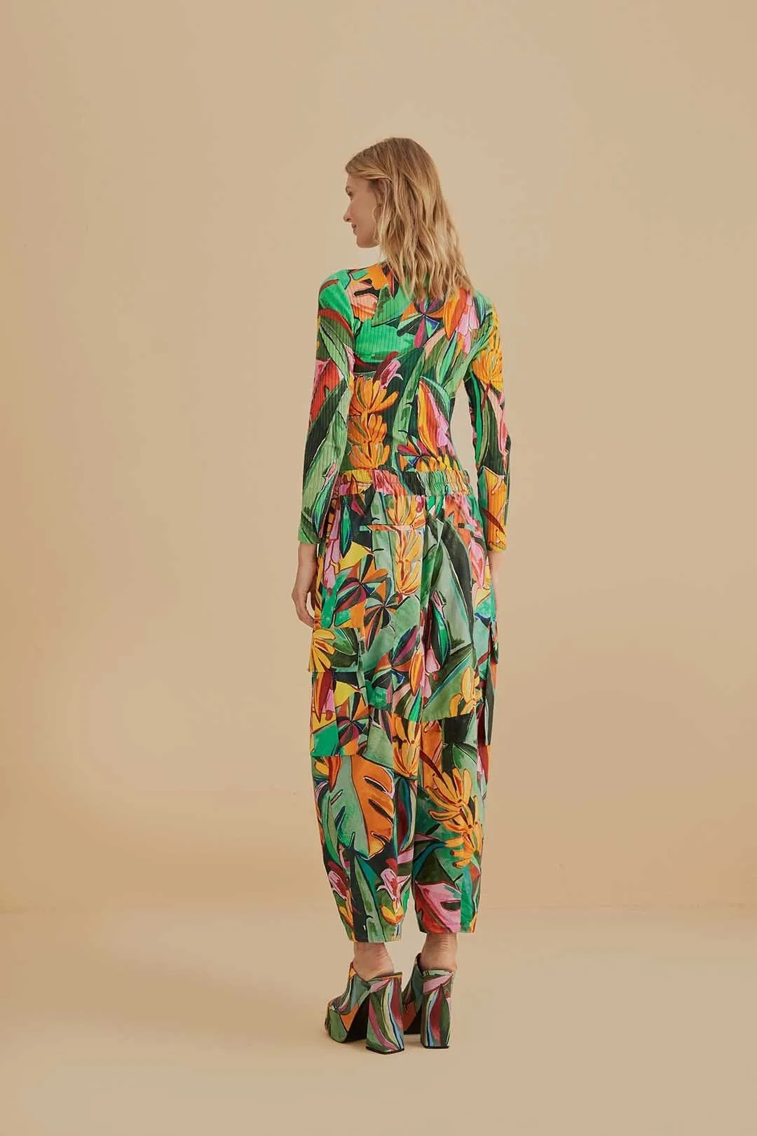 Multicolor Banana Foliage Pants Minimal Cut Chilly Layering
