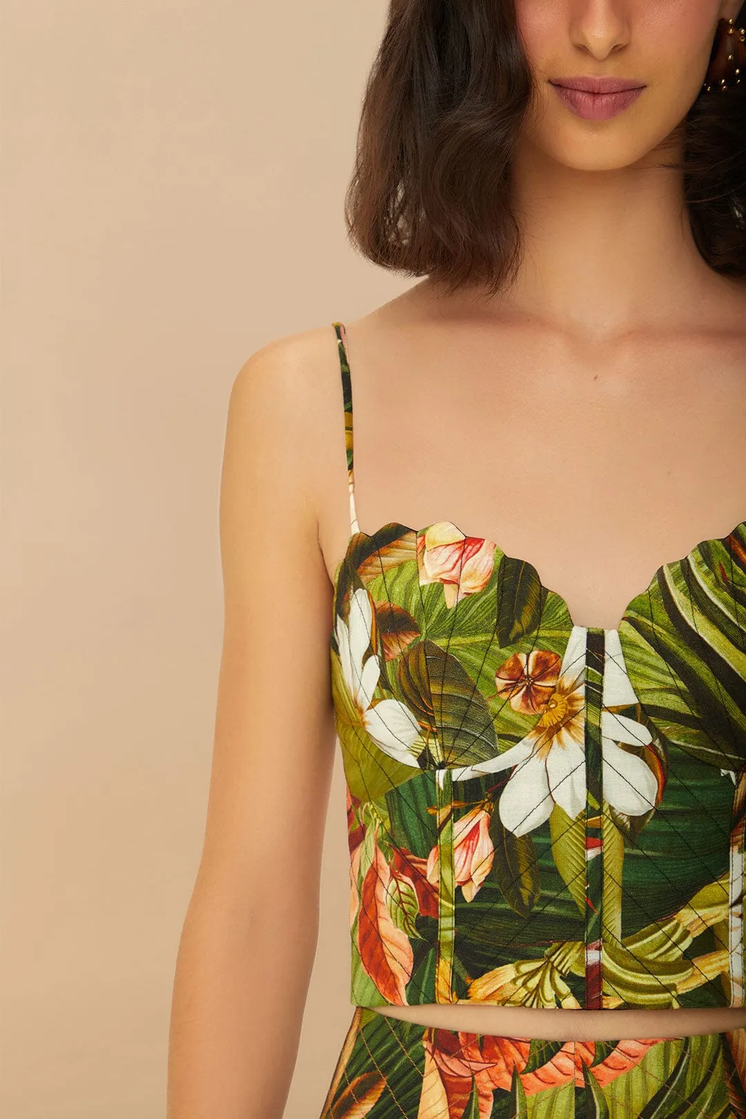 Raw Linen BreathableLining Multicolor Botanical Forest LENZING? ECOVERO? Euroflax? CropTop