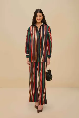 Body Movement Multicolor Pipa Stripes Pleated Pants