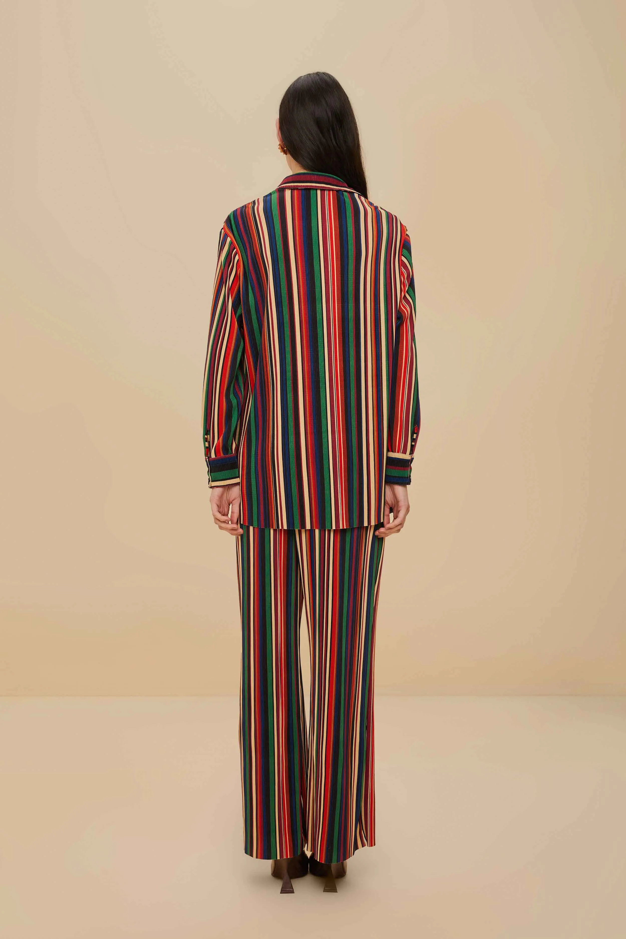 Easy Match Multicolor Pipa Stripes Pleated Pants