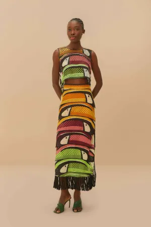Bestseller Item Outfit Display Multicolor Toucan Tree Crochet Skirt