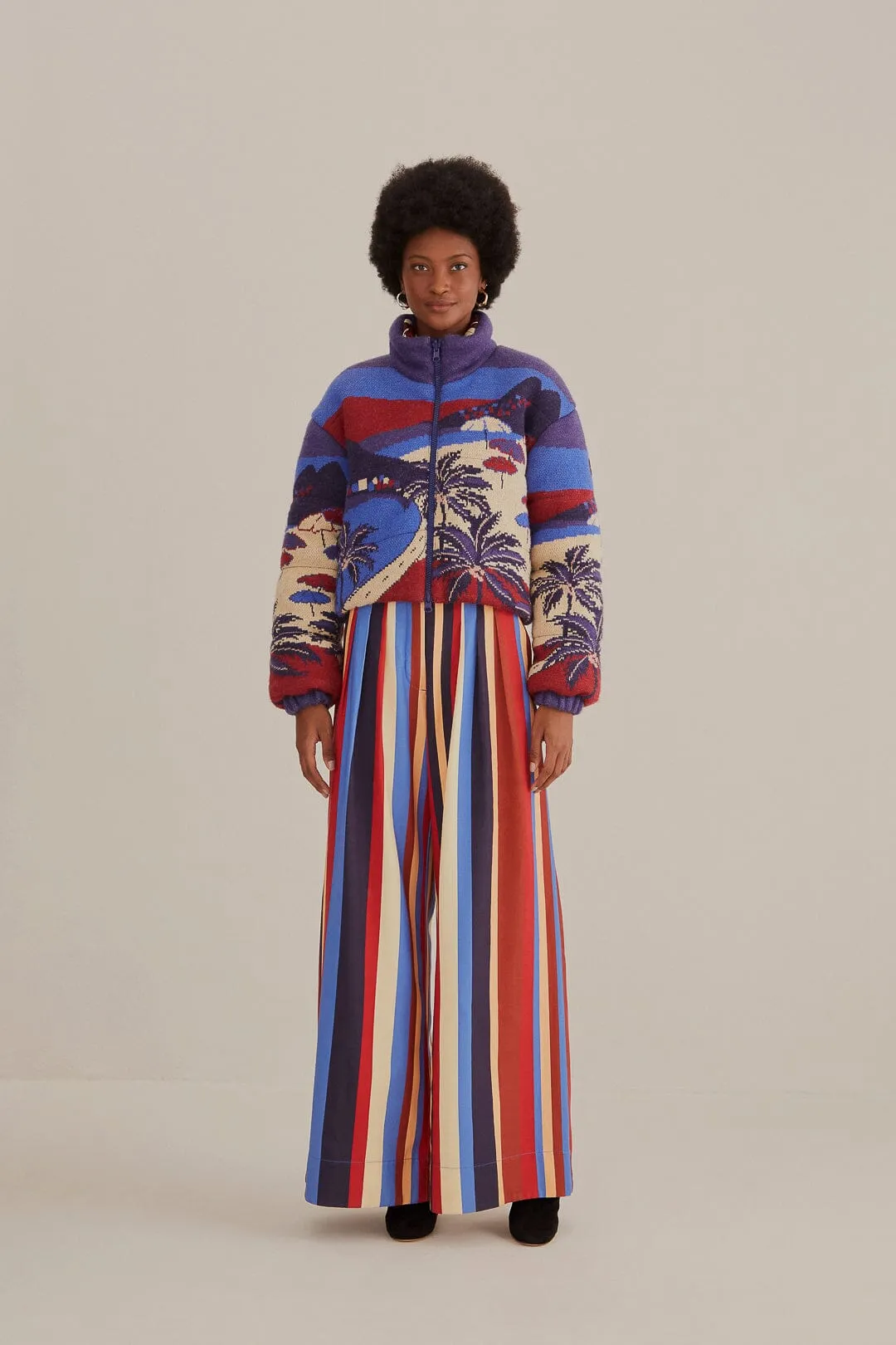 Comfort Stretch Multicolor Winter Stripes Tailored Pants