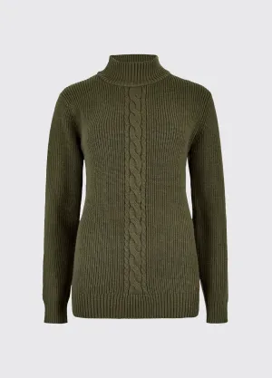 Versatile Layer Breathable mesh Lennon Women's sweater with mock neck - Dusky Green