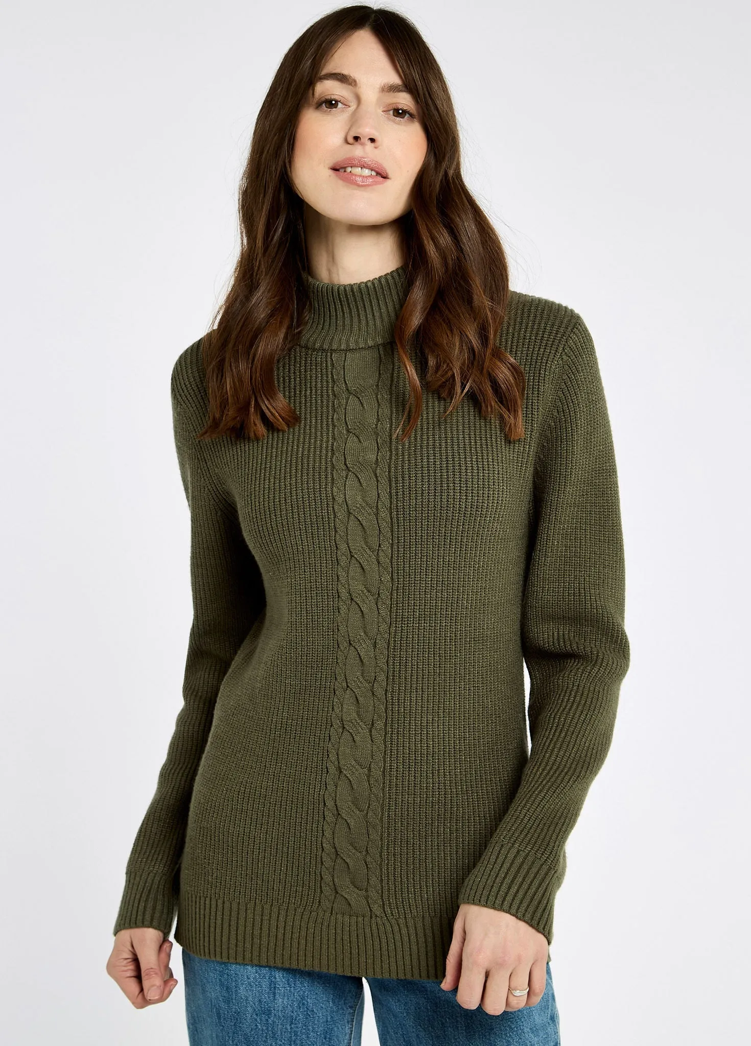 Minimal Casual Style Lennon Women's sweater with mock neck - Dusky Green