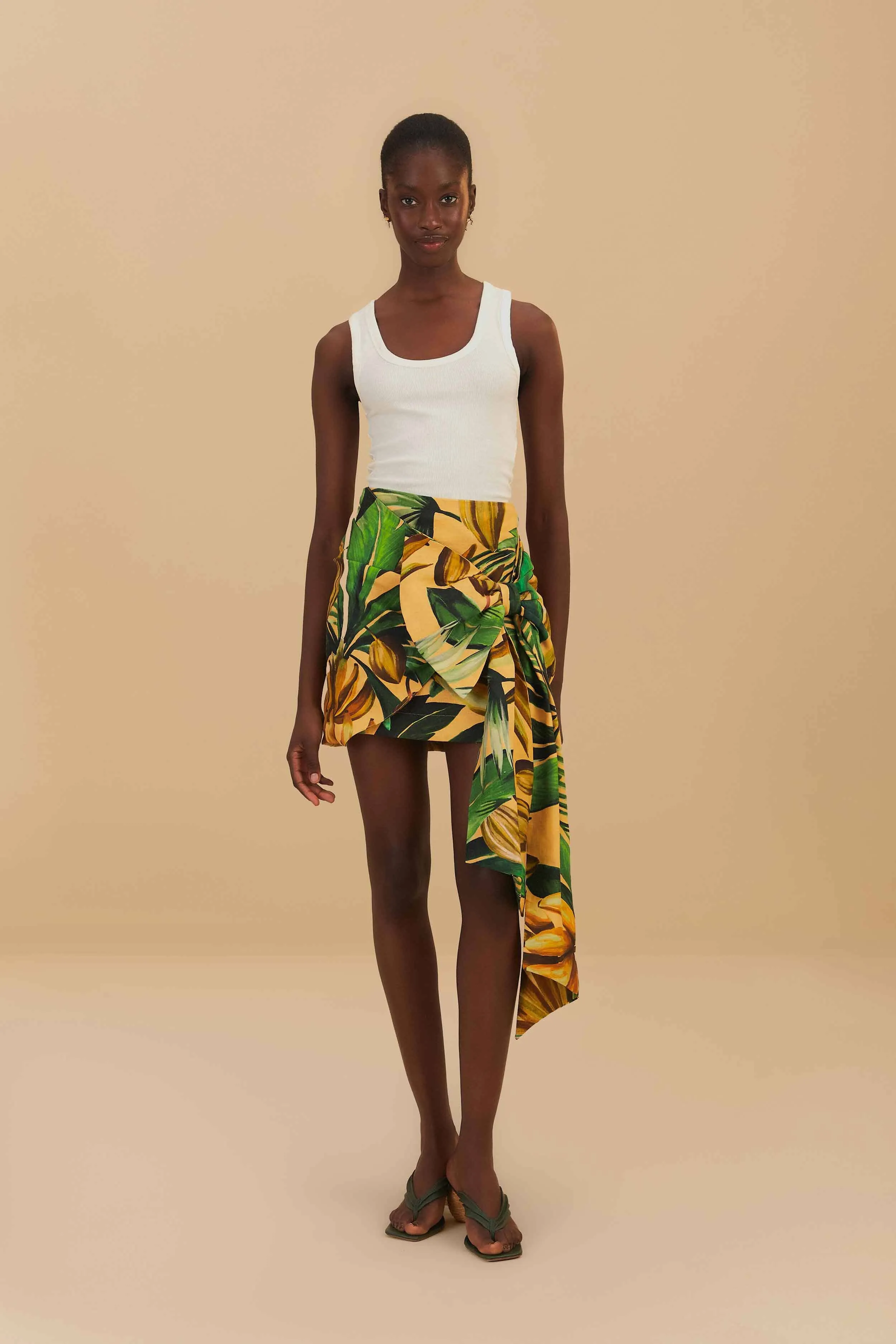 Soft Jersey StaticResistantLining Off-White Banana Embroidered Organic Cotton Tank Top