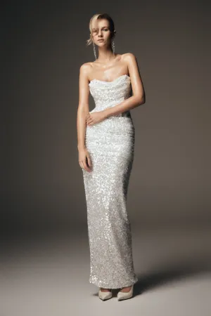 Daily Style Quick Fit Nala Strapless Sequin Maxi Dress - Ivory