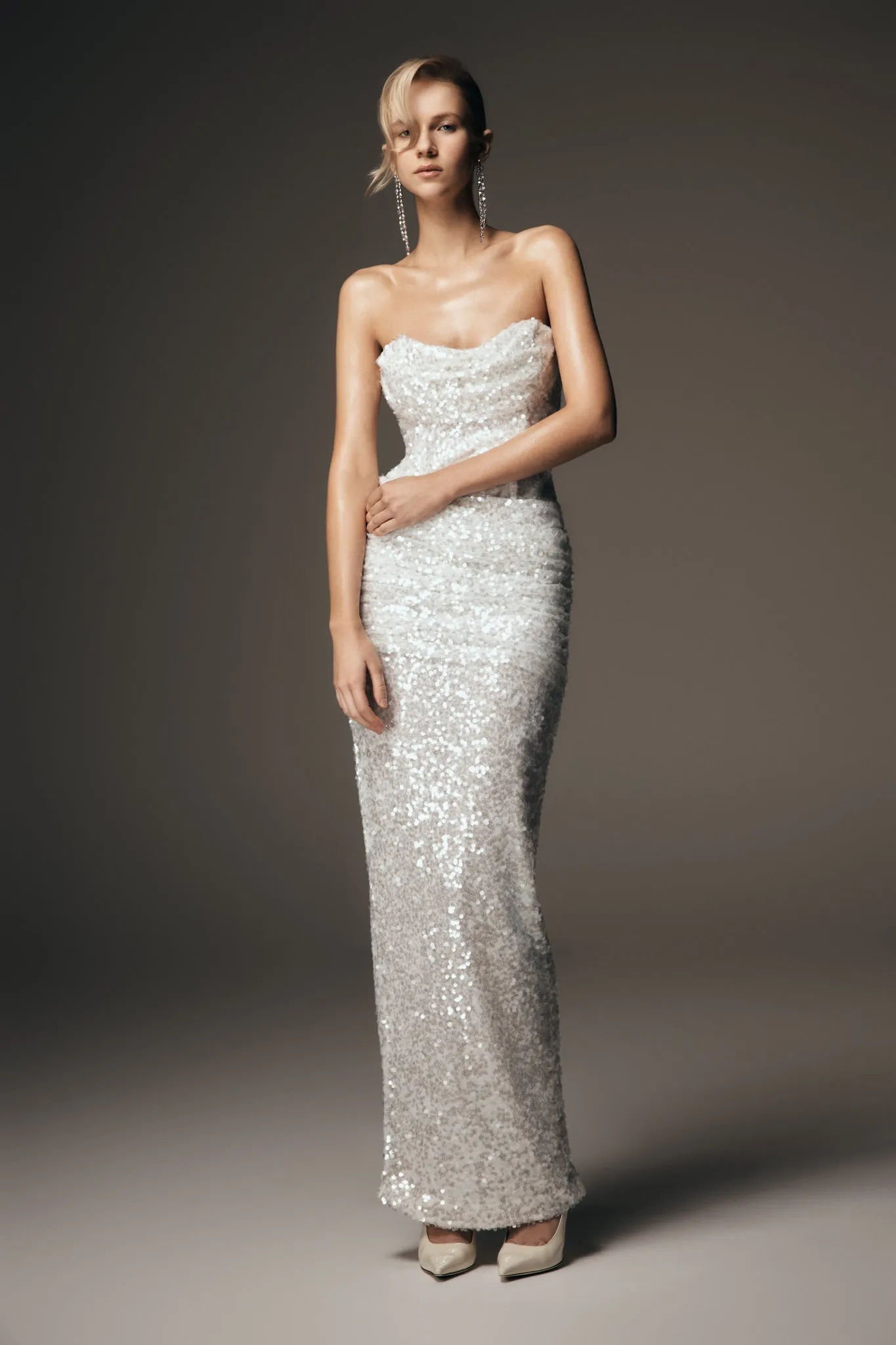 Daily Style Quick Fit Nala Strapless Sequin Maxi Dress - Ivory