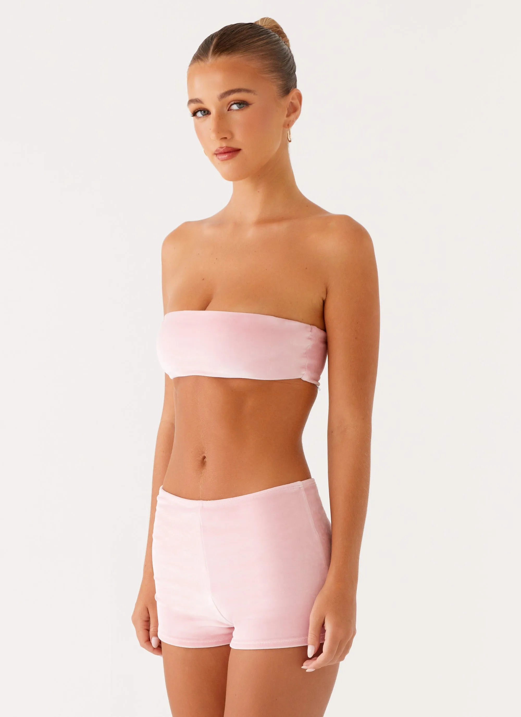 Natalina Bandeau Swim Top - Pink Variable Tension System Soft Brushed Interior