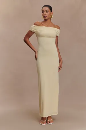 Imogen Off Shoulder Slinky Maxi Dress - Lemon BiasCutSilhouette