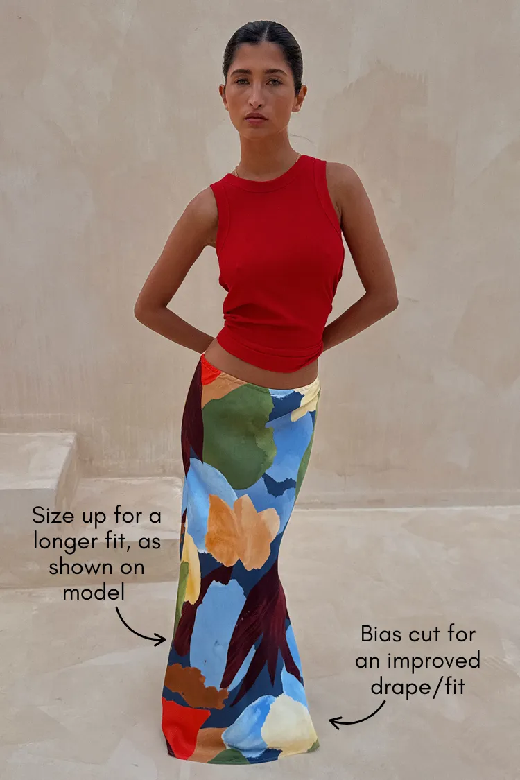 Pastel tone Smooth Texture Navy Abstract Dorris Skirt