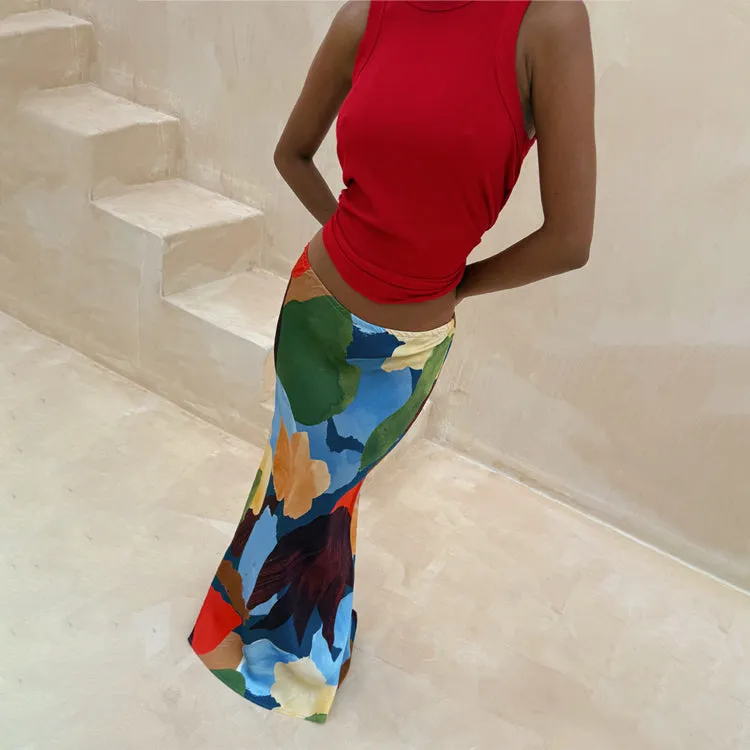 Navy Abstract Dorris Skirt Low Maintenance Fabric