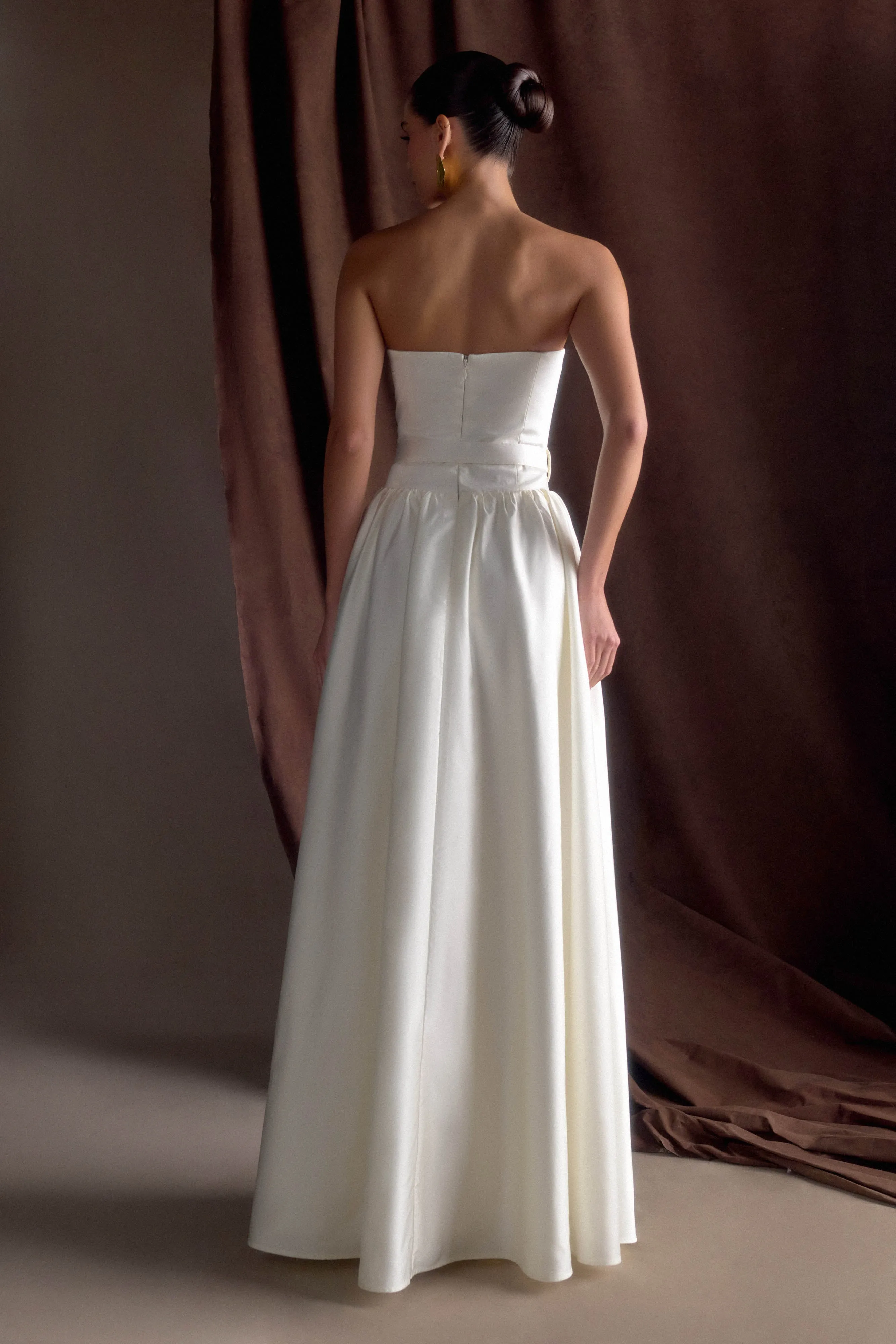 Florence Strapless Belted Maxi Dress - White Light Wear Statement Mood