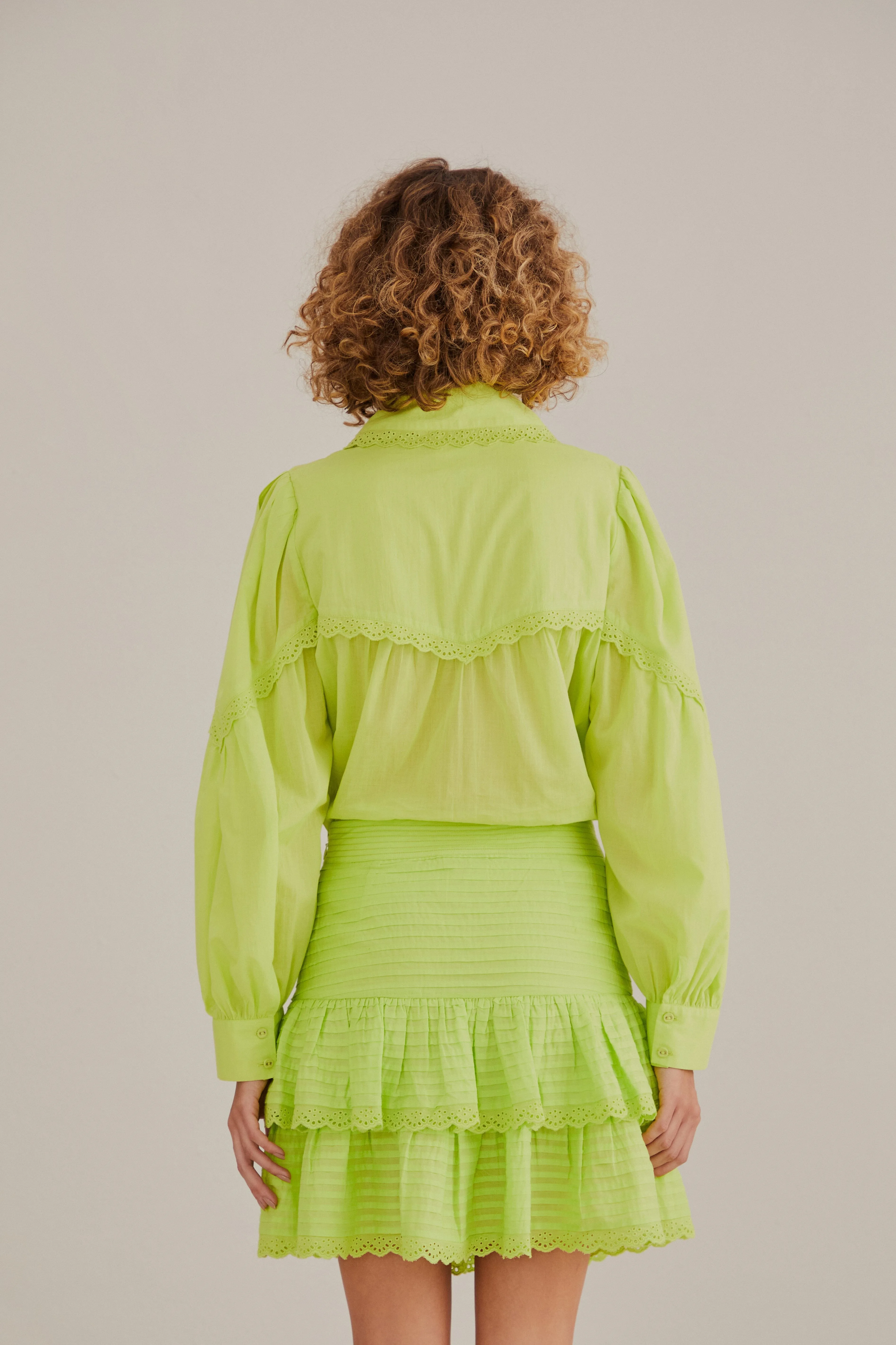 ribbed texture Neon Green Mini Skirt