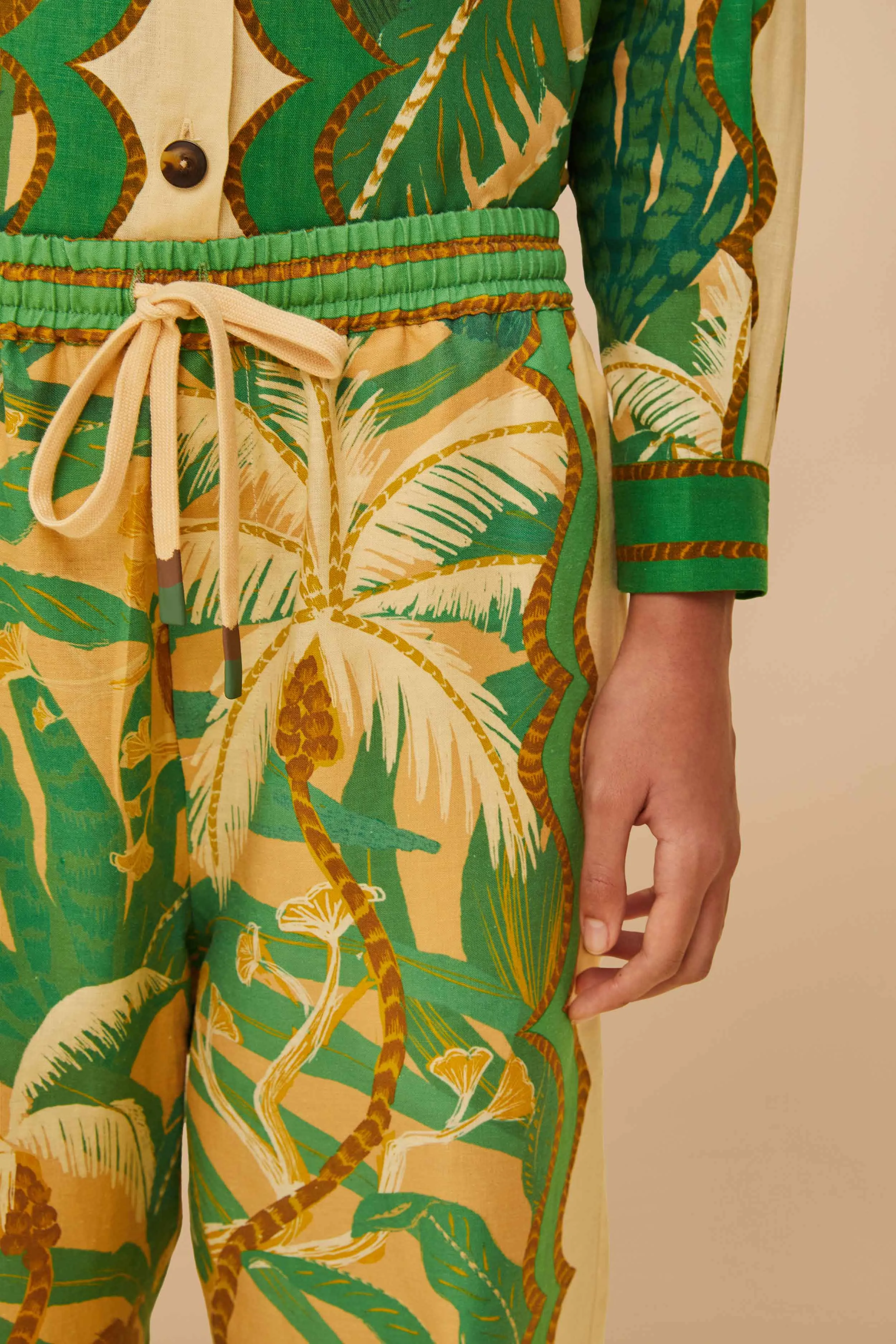 Beige Tropical Isla LENZING? ECOVERO? Euroflax? Pants Cozy Material Tough Stretch