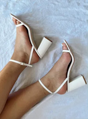 Party Ready Nightfall Ankle Strap Block Heels Matte White
