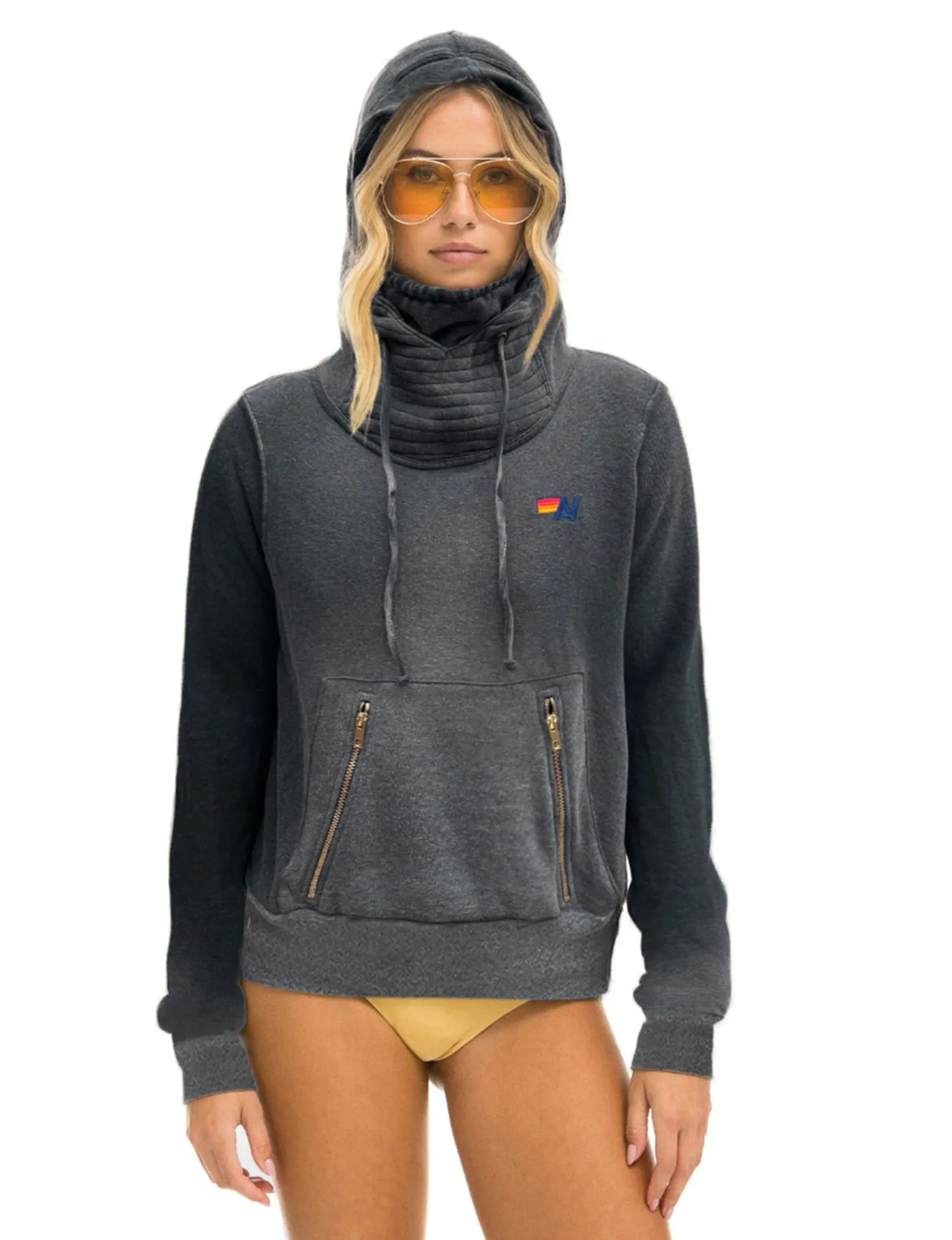 Ninja Pullover Hoodie, Faded Smoke bead accents