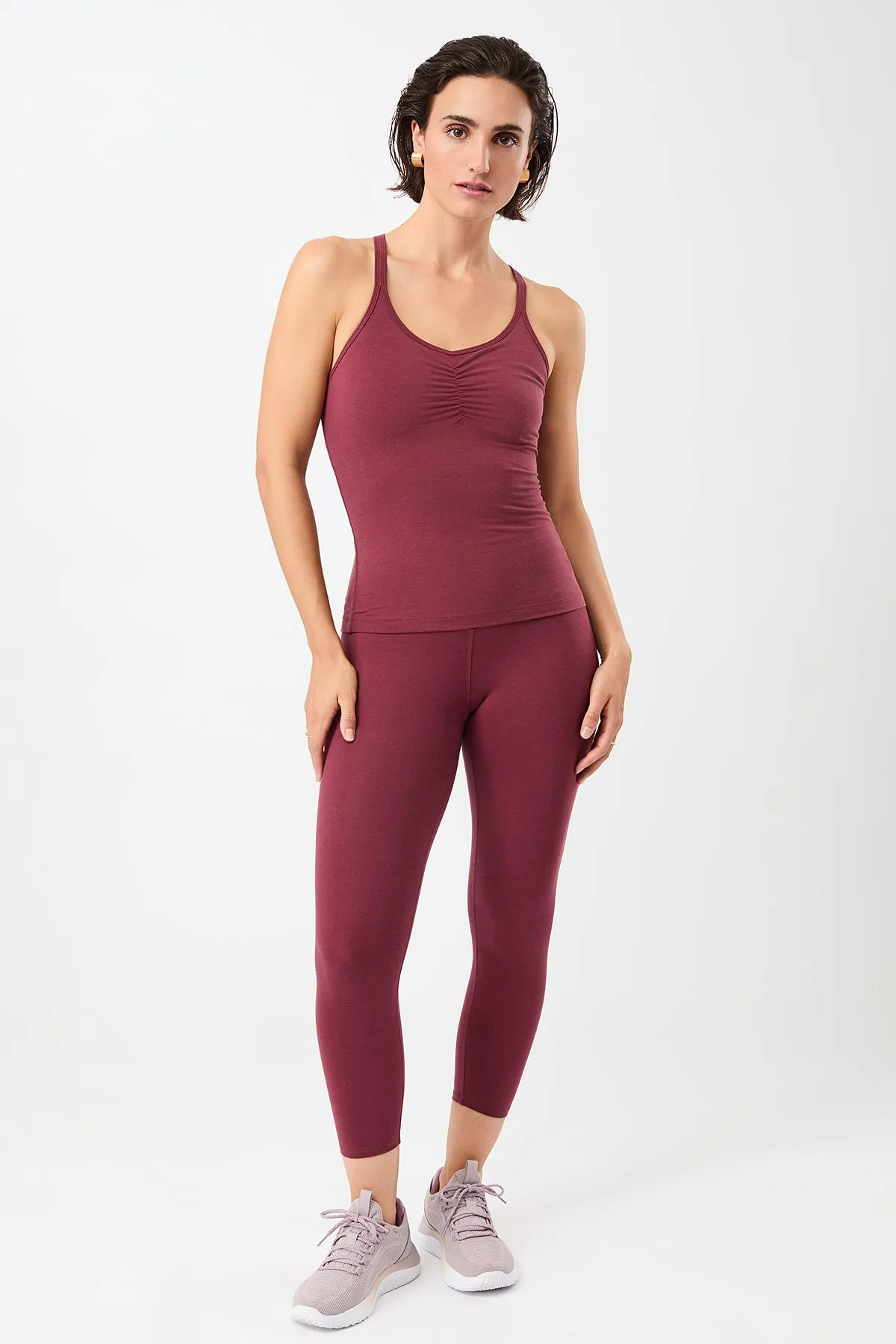 Tagless Labeling Sleek Wearable Best Cropped Legging - Beet
