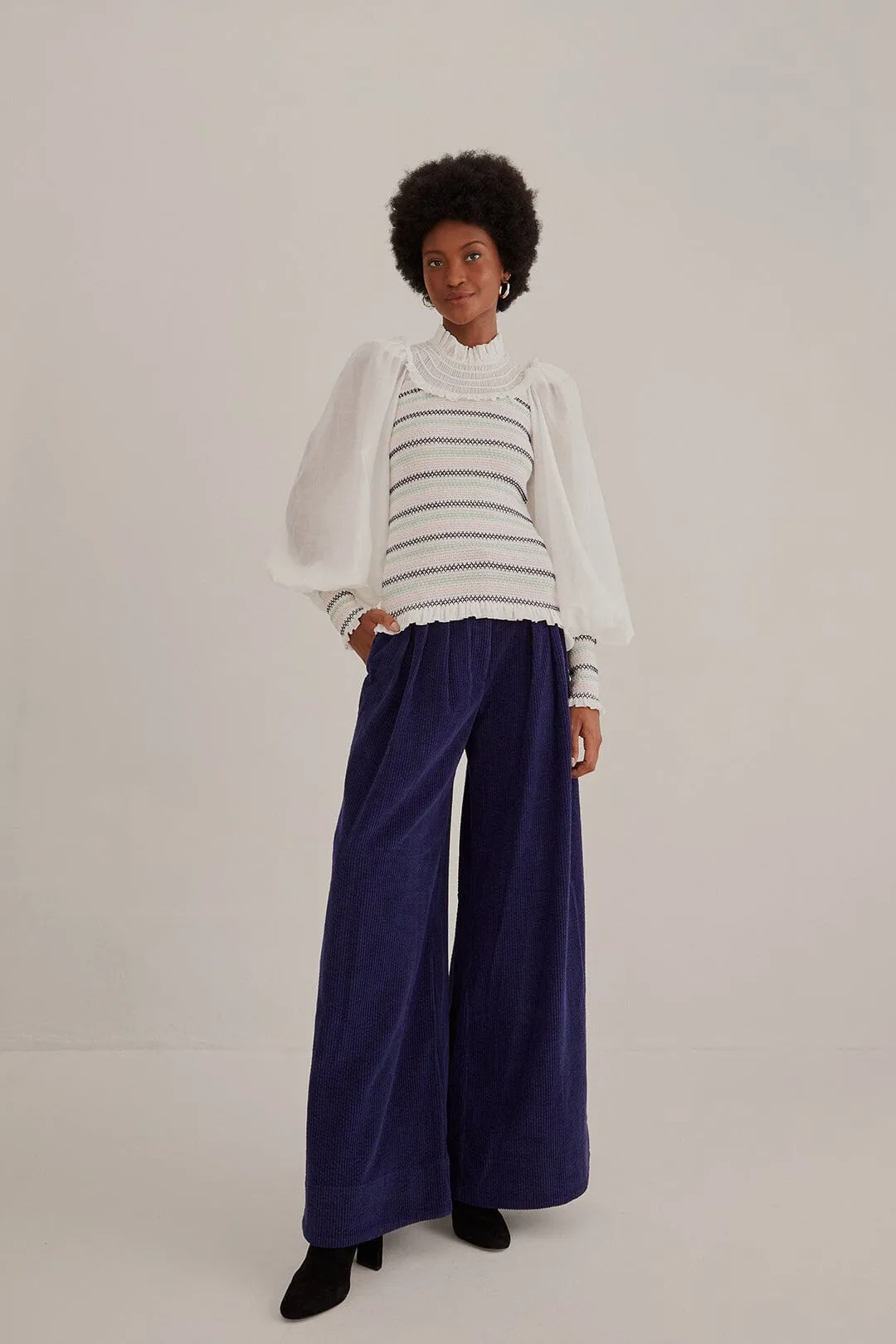 Navy Blue Low Waisted Tailored Pants Urban Style