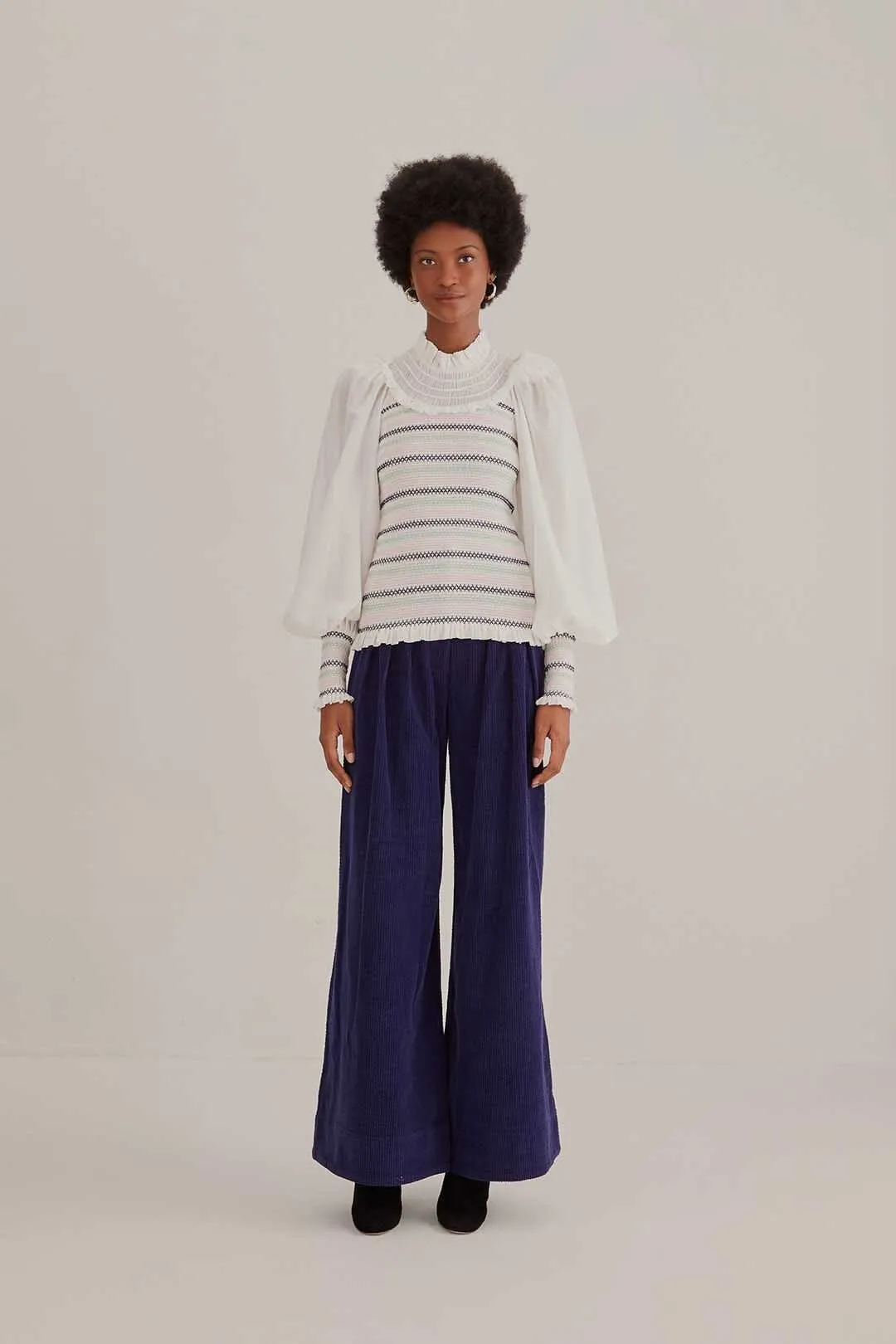 Navy Blue Low Waisted Tailored Pants Anti Snag Threading