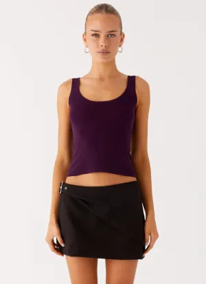 No Signal Knit Top - Plum Calm Outfit Neutral Tones
