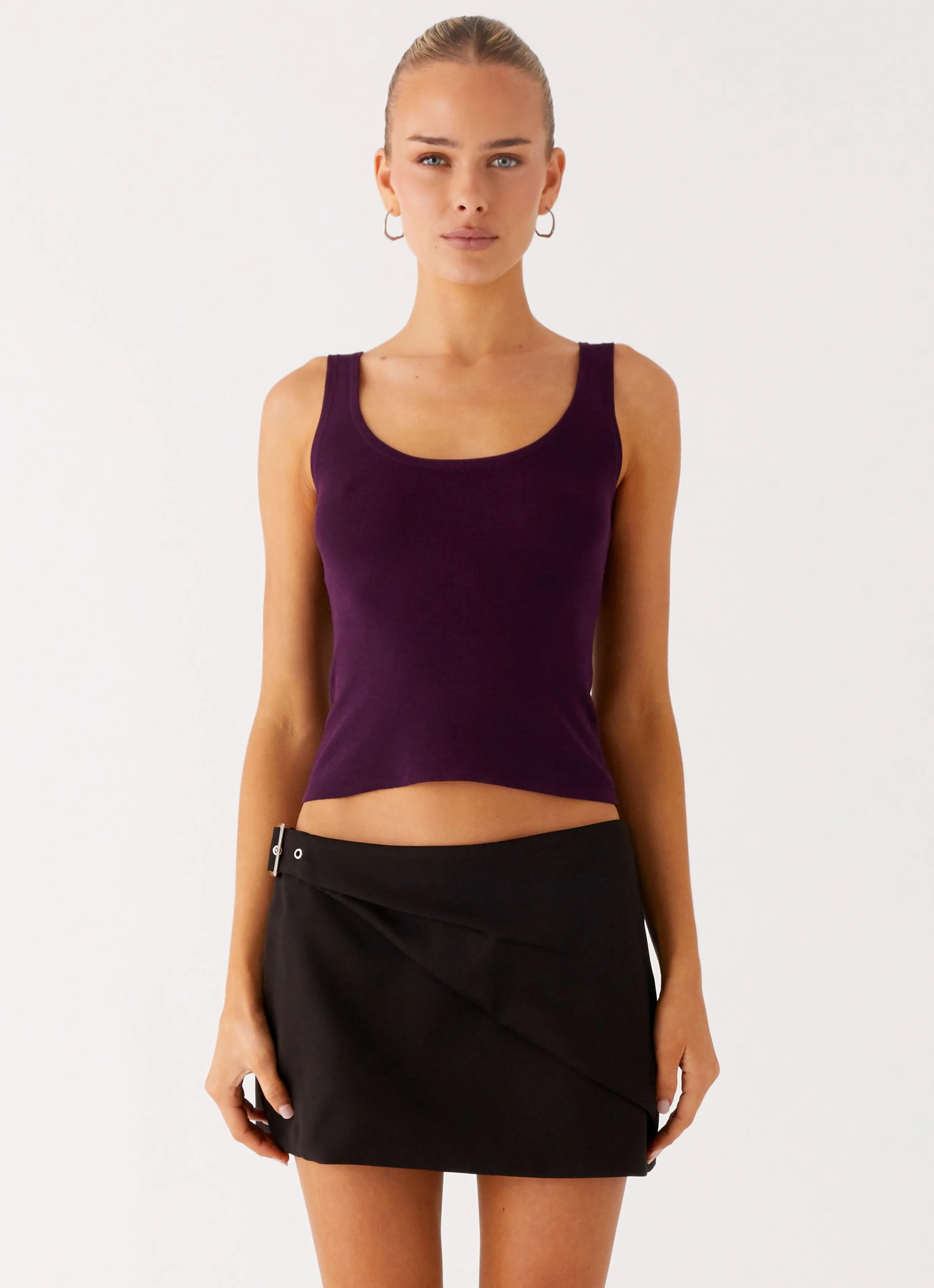 No Signal Knit Top - Plum Calm Outfit Neutral Tones